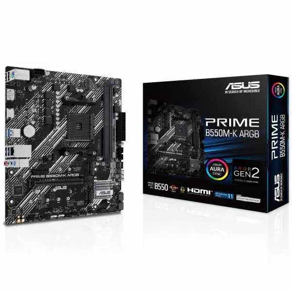 ASUS PRIME B550M-K ARGB AMD B550 Ryzen Socket AM4 Motherboard