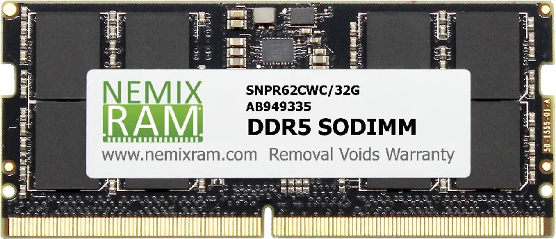 NEMIX RAM 32GB DDR5 4800MHZ PC5-38400 SODIMM Dell Compatible Part SNPR62CWC/32G AB949335