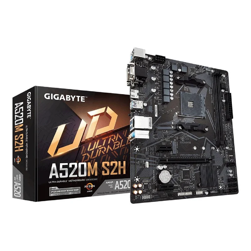 Gigabyte A520M S2H AMD A520 AM4 Ultra Durable Micro ATX Desktop Motherboard