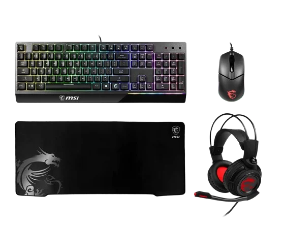 MSI Core Pack: GK30 Tastatur / Maus Combo - Headset DS502 USB - GD70 Mauspad