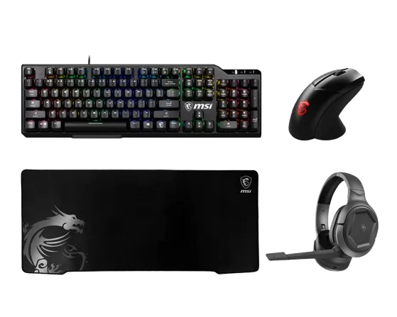 MSI ELITE Pack: GK41 Tastatur - GM41 Maus WL - GH50 Headset USB - GD70 Mauspad