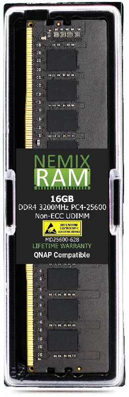 QNAP RAM-16GDR4T0-UD-3200 16GB DDR4 3200MHz PC4-25600 UDIMM 2Rx8 Compatible Memory