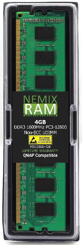 QNAP RAM-4GDR3-LD-1600 4GB DDR3 1600MHz PC3-12800 UDIMM 2Rx8 Compatible Memory