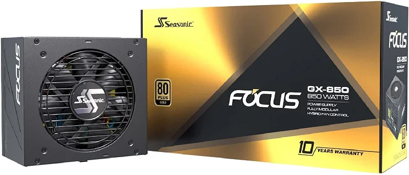 Seasonic FOCUS GX-850 850W 80+ Gold, Full-Modular, Fan Control in Fanless, Silent, and Cooling Mode, Perfect Power Supply for Gaming and Various Application