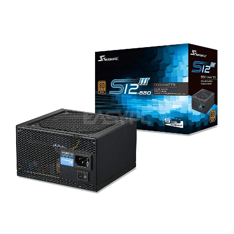 Seasonic S12III 550W/650W/500W 80 Bronze Silent Fan Control Tight Voltage Regulation Power Supply