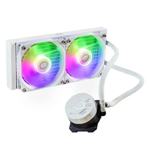 Cooler Master MasterLiquid 240L Core ARGB 240mm Liquid CPU Cooler, 2x ARGB PWM Fans, RGB Pump Head, White