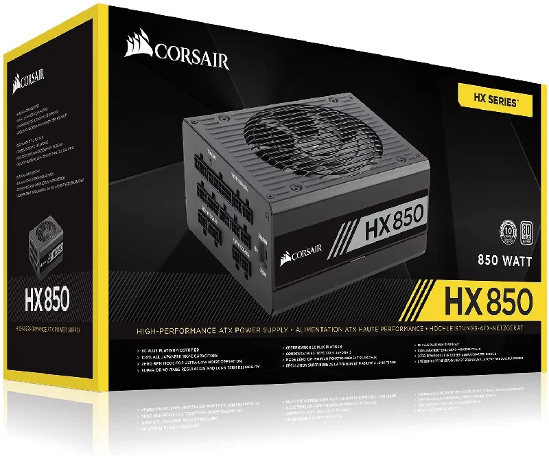 Corsair 850W PSU Professional HX Series HX850, Fluid Dynamic Fan, Fully Modular, 80+ Platinum Power Suply