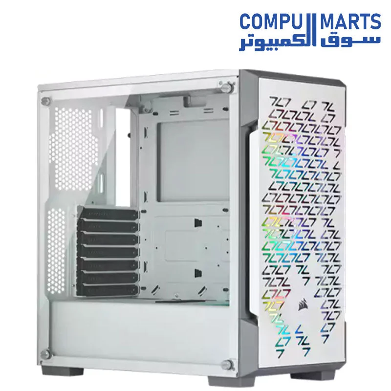 CORSAIR iCUE 220T RGB Airflow Tempered Glass Mid-Tower Smart Case White 1x Fan Black  1x Fan ARGB