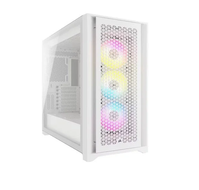 Corsair iCUE 5000D RGB High Airflow, 3x AF120 RGB Elite Fan, Lighting Node Pro Controller, Tempered Glass Mid-Tower, White Gaming Case