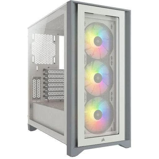 iCUE 4000X RGB Tempered Glass Mid-Tower; White; 2x3.5'';2x2.5''; Up to 360m  Liquid Cooler - Mid Tower ATX