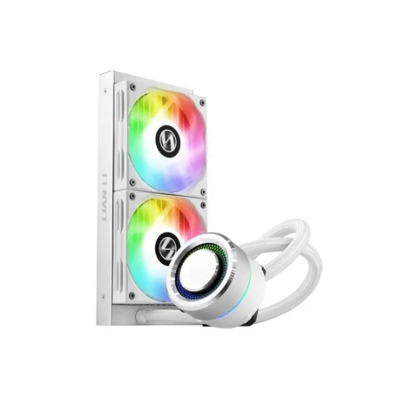 LIAN LI GALAHAD AIO 240 RGB (White), Dual 120mm Addressable RGB Fans AIO CPU Liquid Cooler