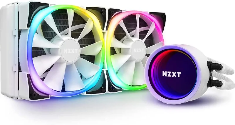 NZXT Kraken X53 RGB AIO RGB White CPU Liquid Cooler Aer RGB V2 120mm Radiator Fans 2 Included White, Kraken X Gen 3