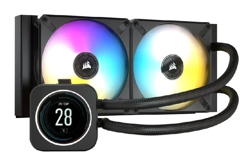 Corsair H100i Elite LCD XT, 240mm, IPS LCD, High Performance Pump, and RGB LED. Zero RPM, Commander Core, 1700 and TRX4, CPU Liquid Cooler